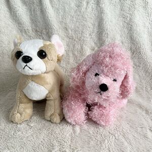 Ganz Webkinz Lot Of 2 Dog Plush Chihuahua HM104 and Pink Poodle HM107 No Codes